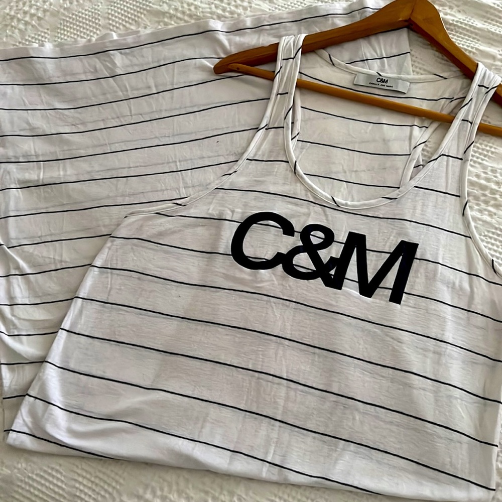 CAMILLA & MARC C&M LOGO RACERBACK LONG DRESS - NAVY & WHITE STRIPED - SIZE L - Picture 5 of 7